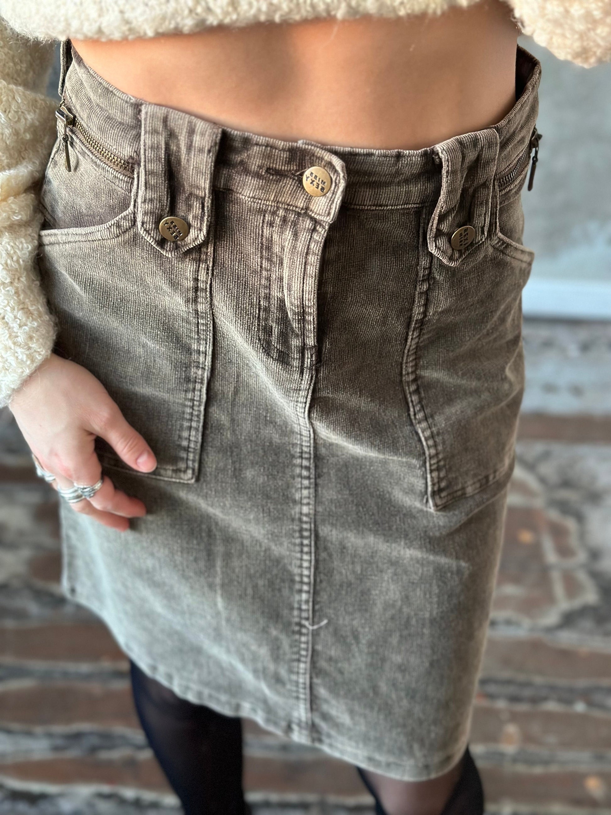 Vintage y2k MISS SEXY midi velvet skirt, distressed skirt