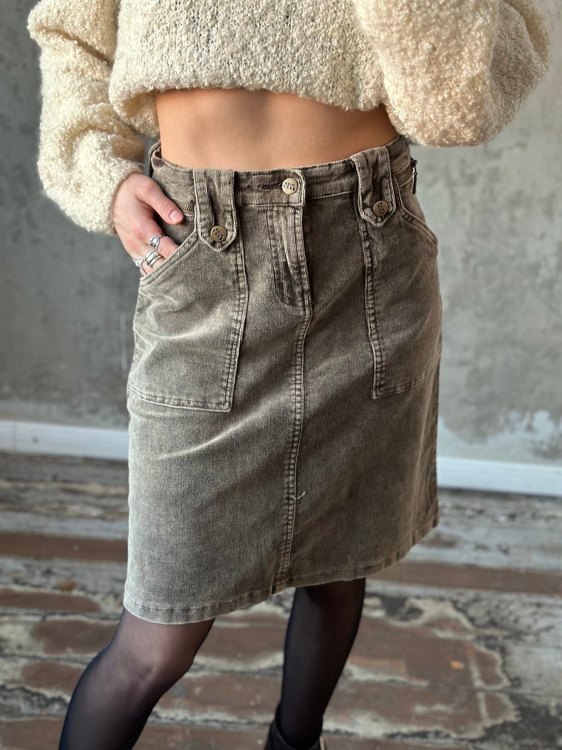 Vintage y2k MISS SEXY midi velvet skirt, distressed skirt
