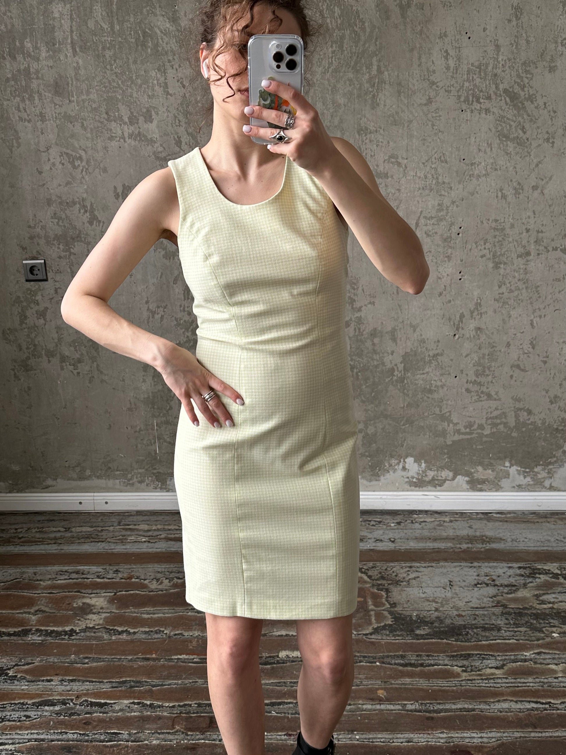 Vintage green plaid dress