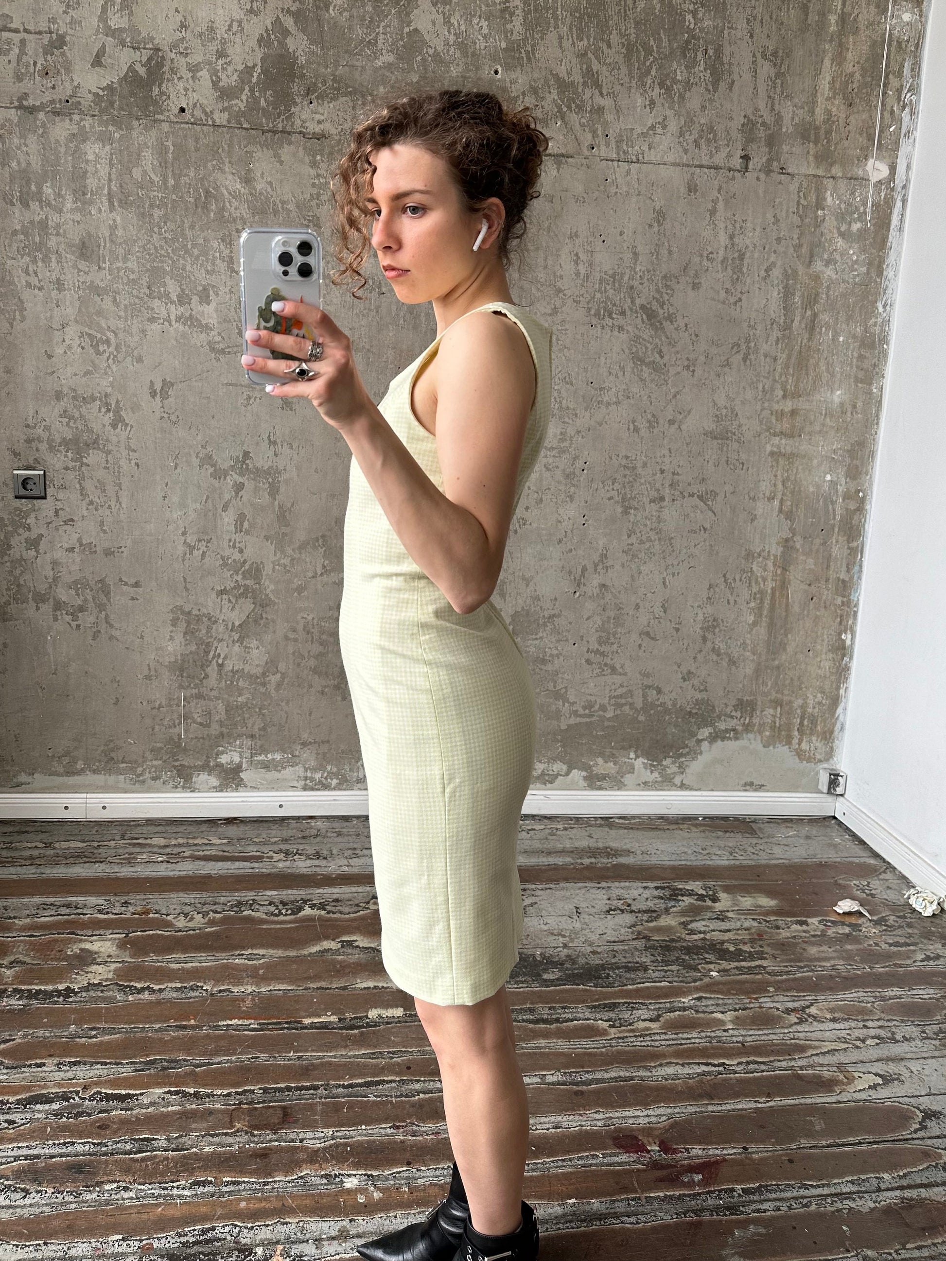 Vintage green plaid dress