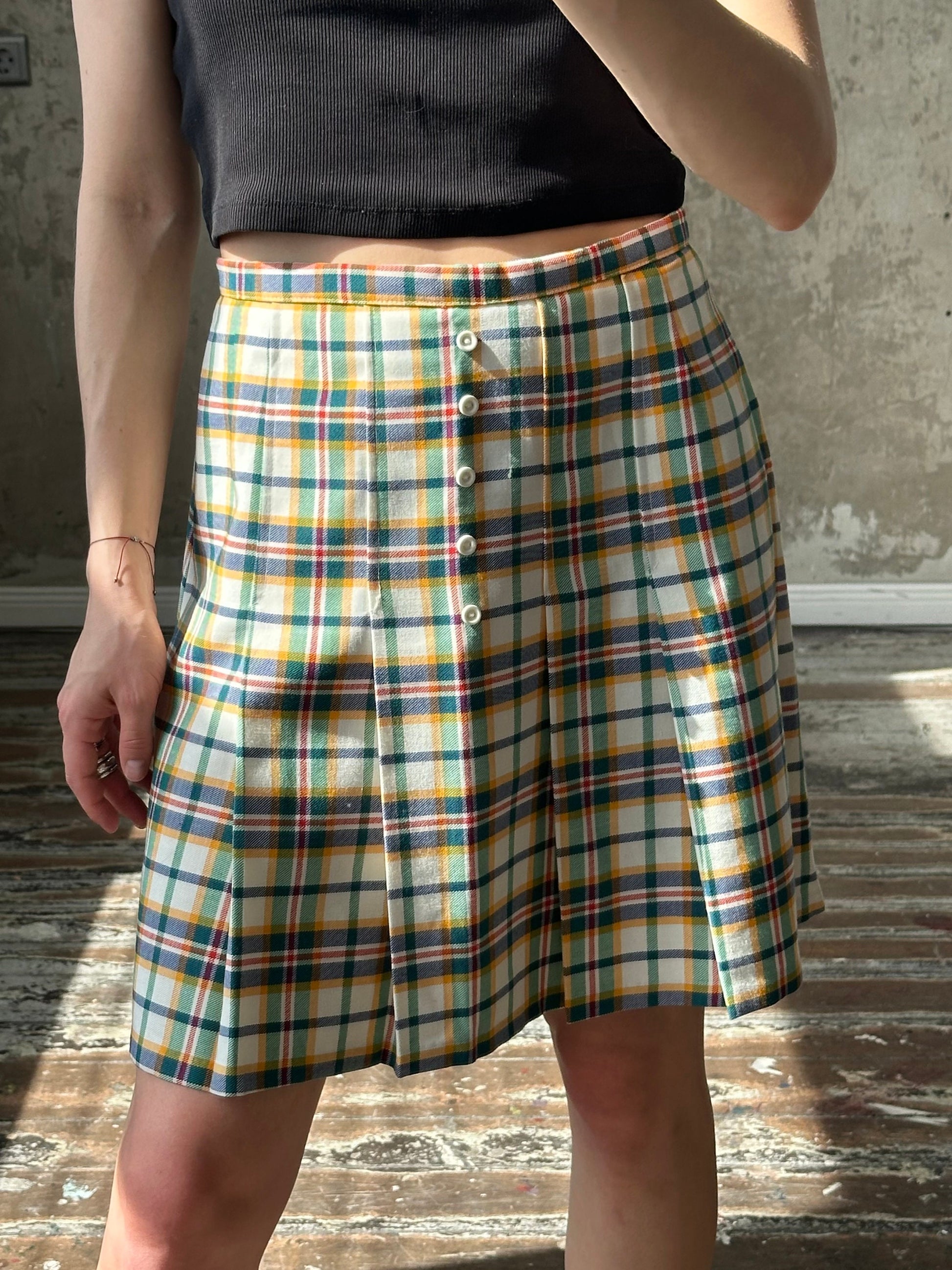 Vintage check mini skirt