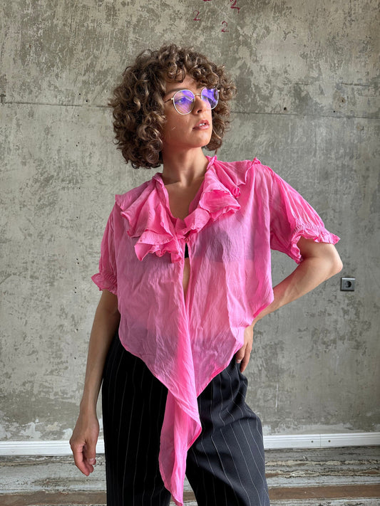 Vintage sheer blouse in pink