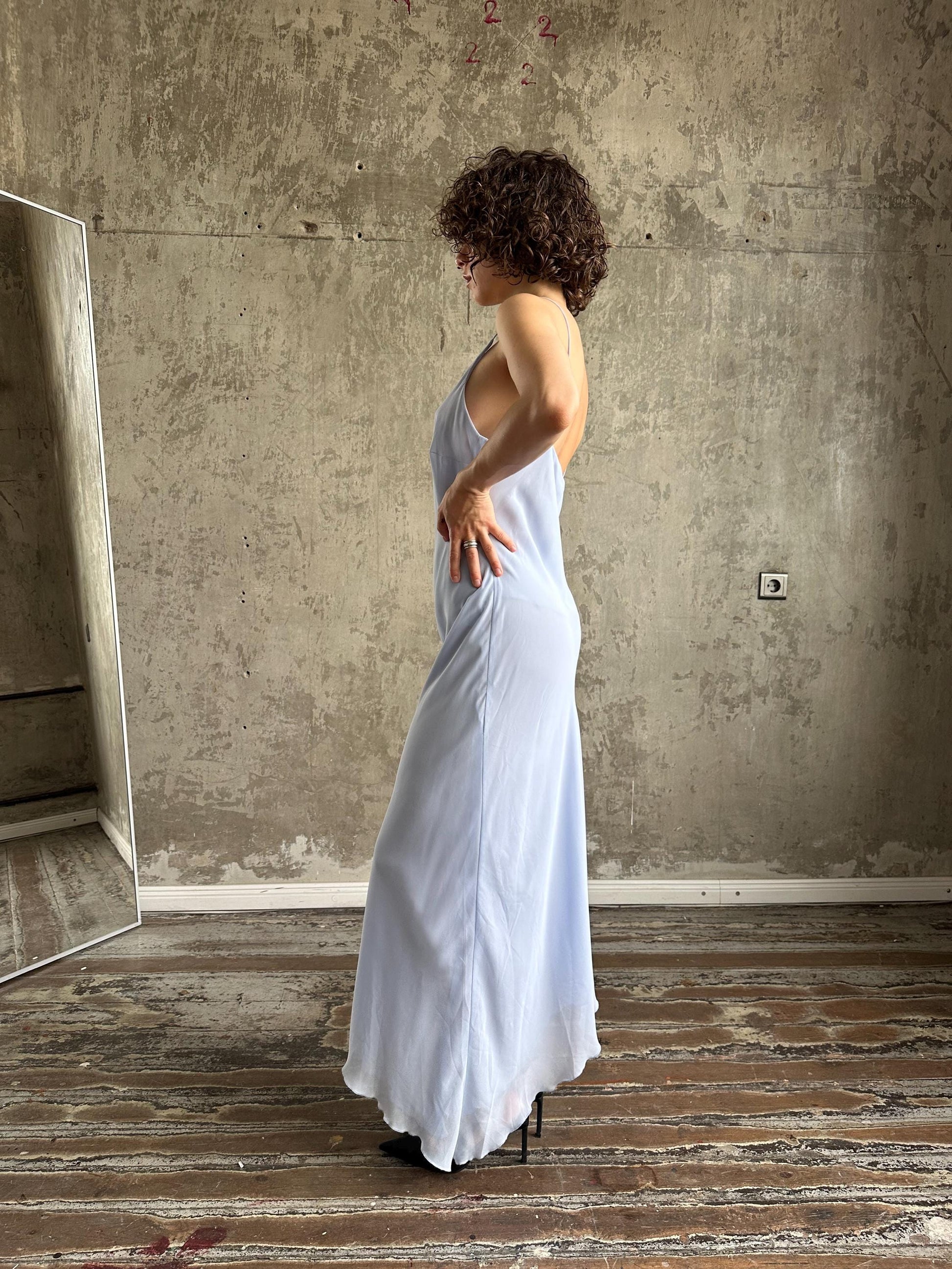Vintage 90s sleeveless dress in light blue