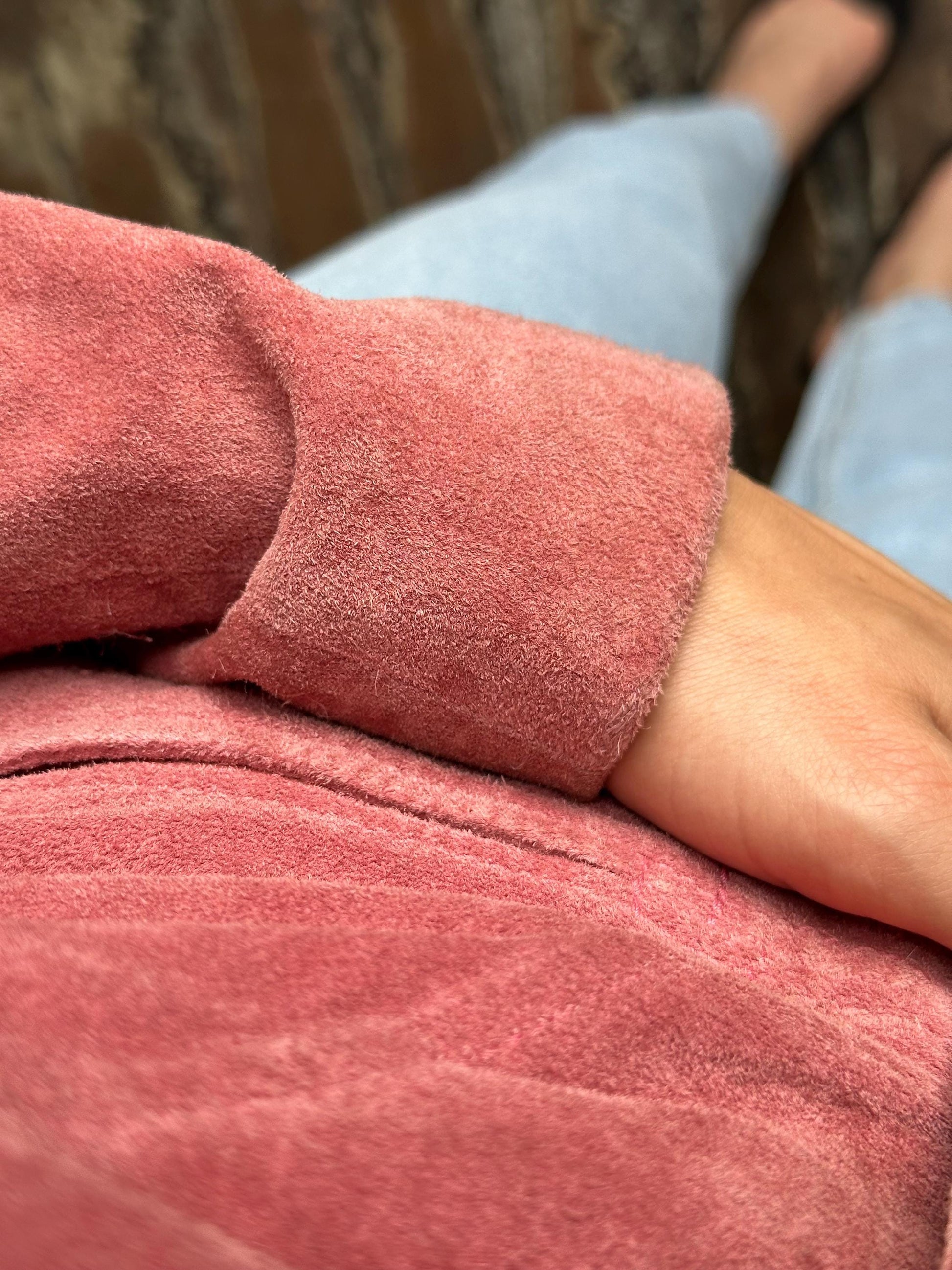 Vintage genuine suede leather jacket in pink