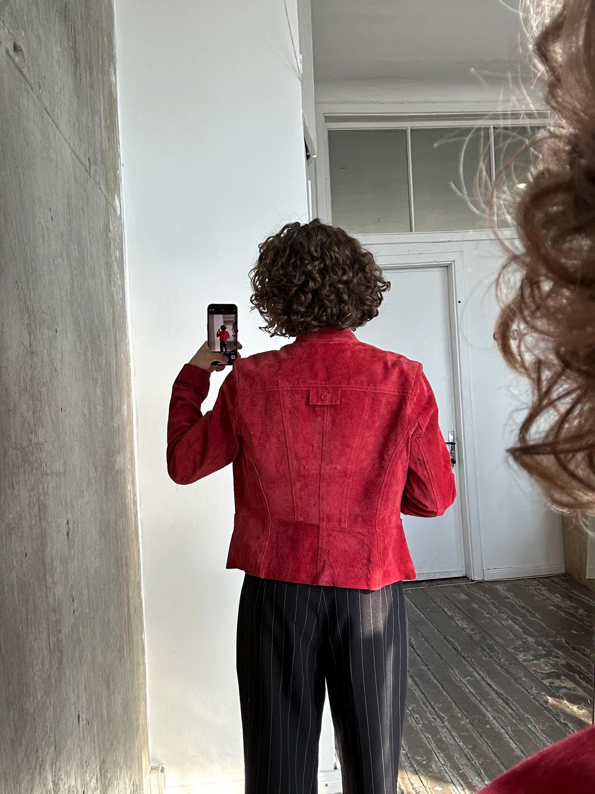 Vintage 90s suede leather jacket in red
