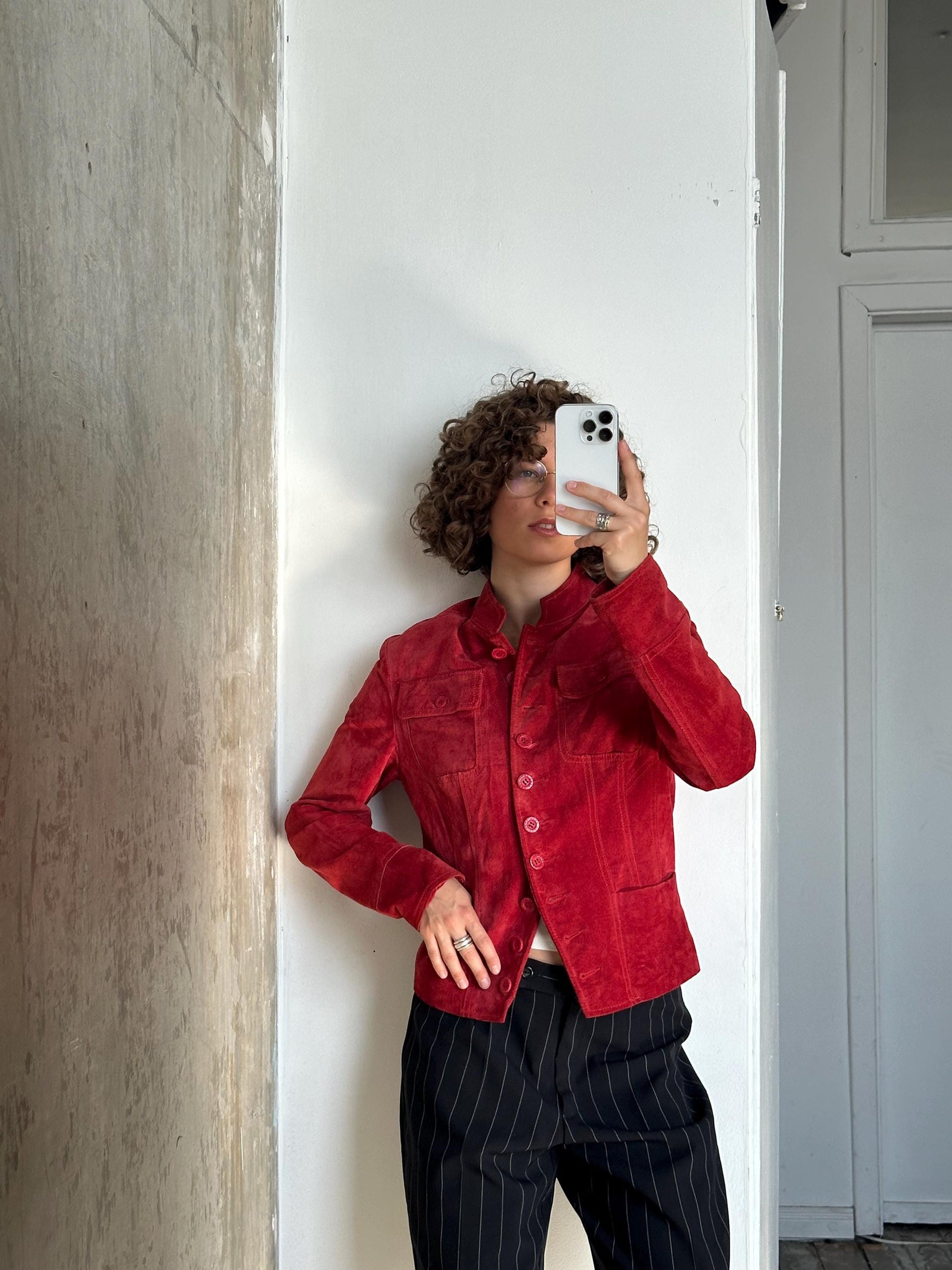 Vintage 90s suede leather jacket in red