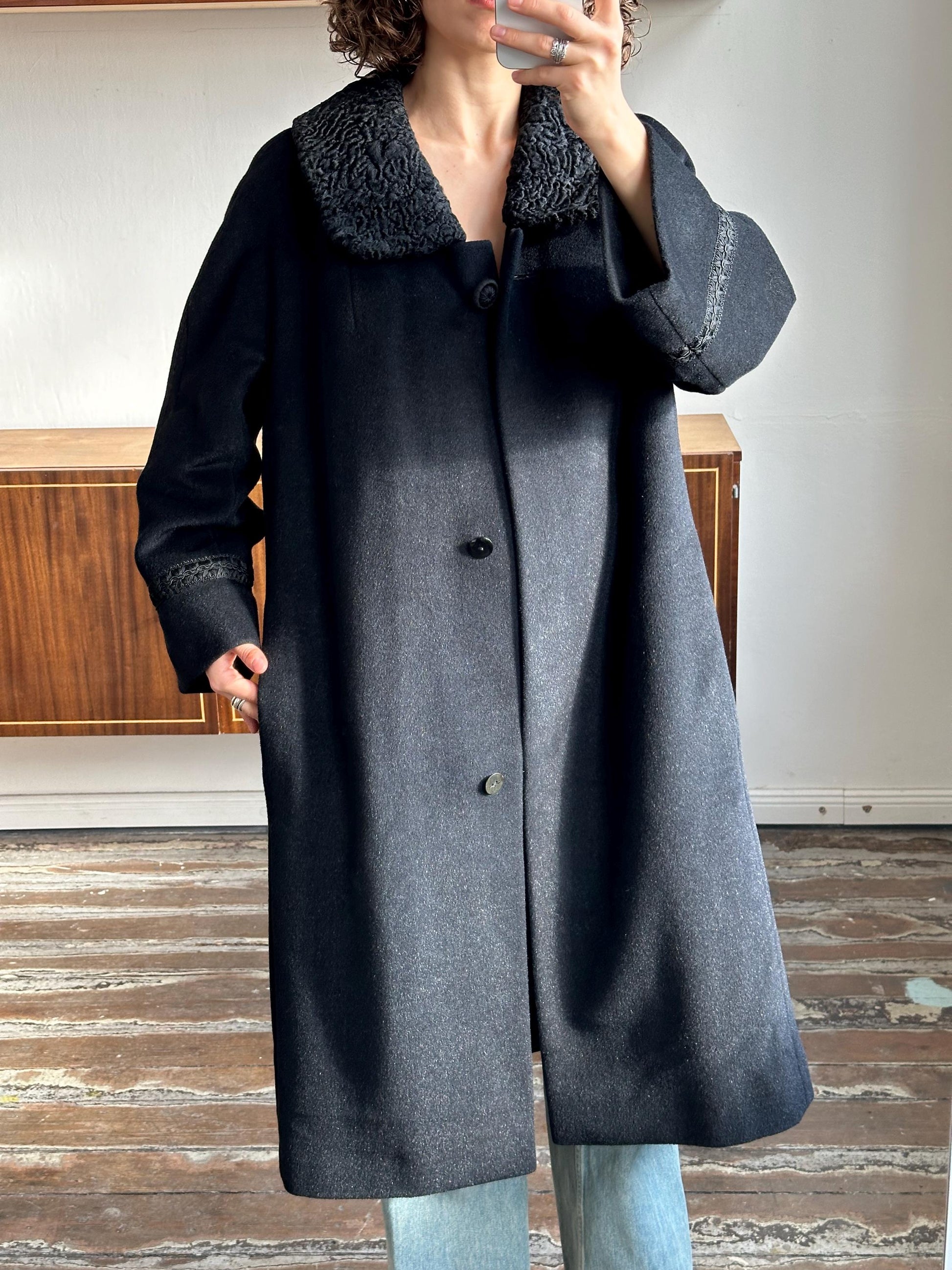 Vintage 90s mohair/wool blend coat in black