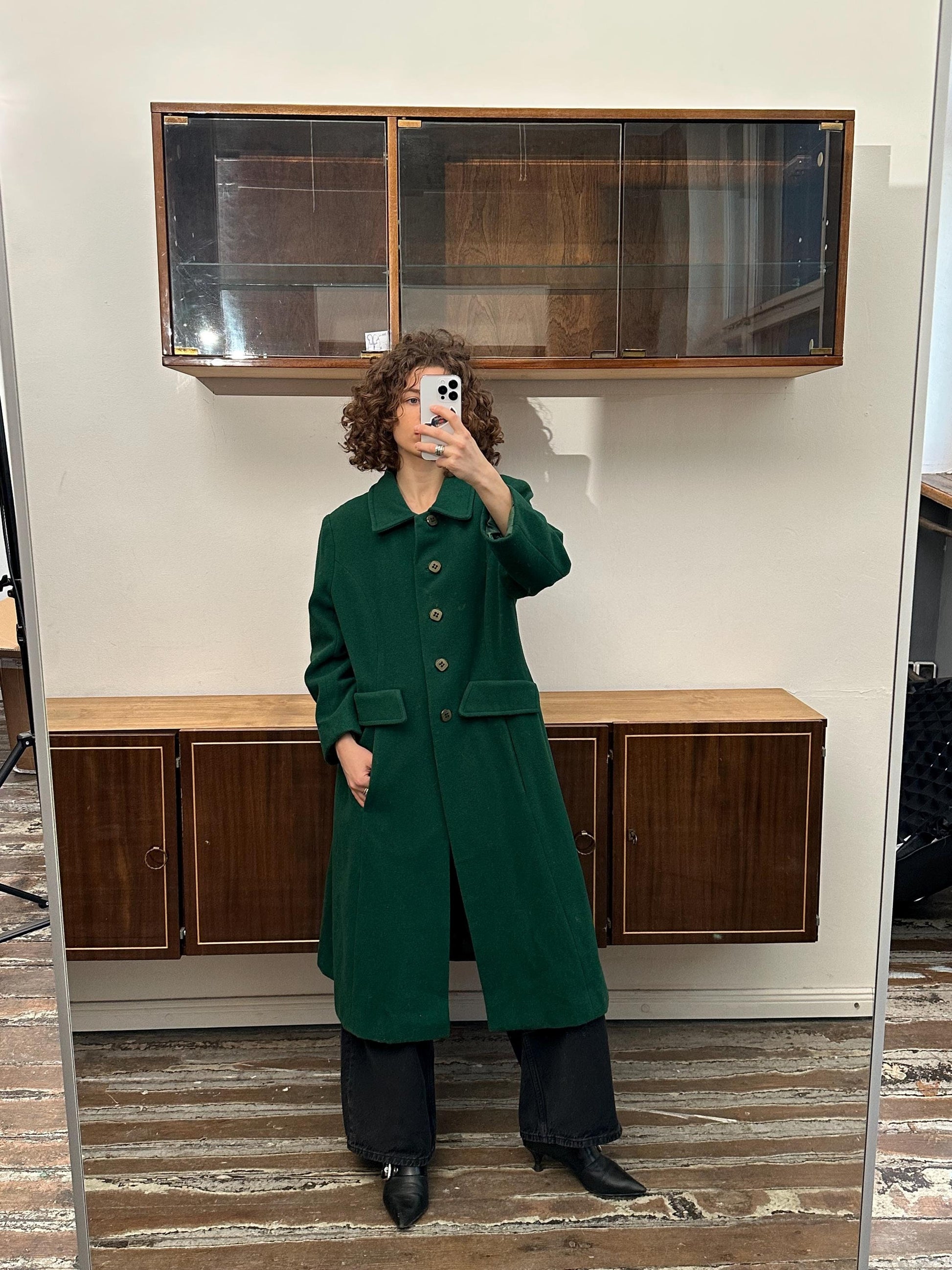 Vintage 90s wool blend coat in green