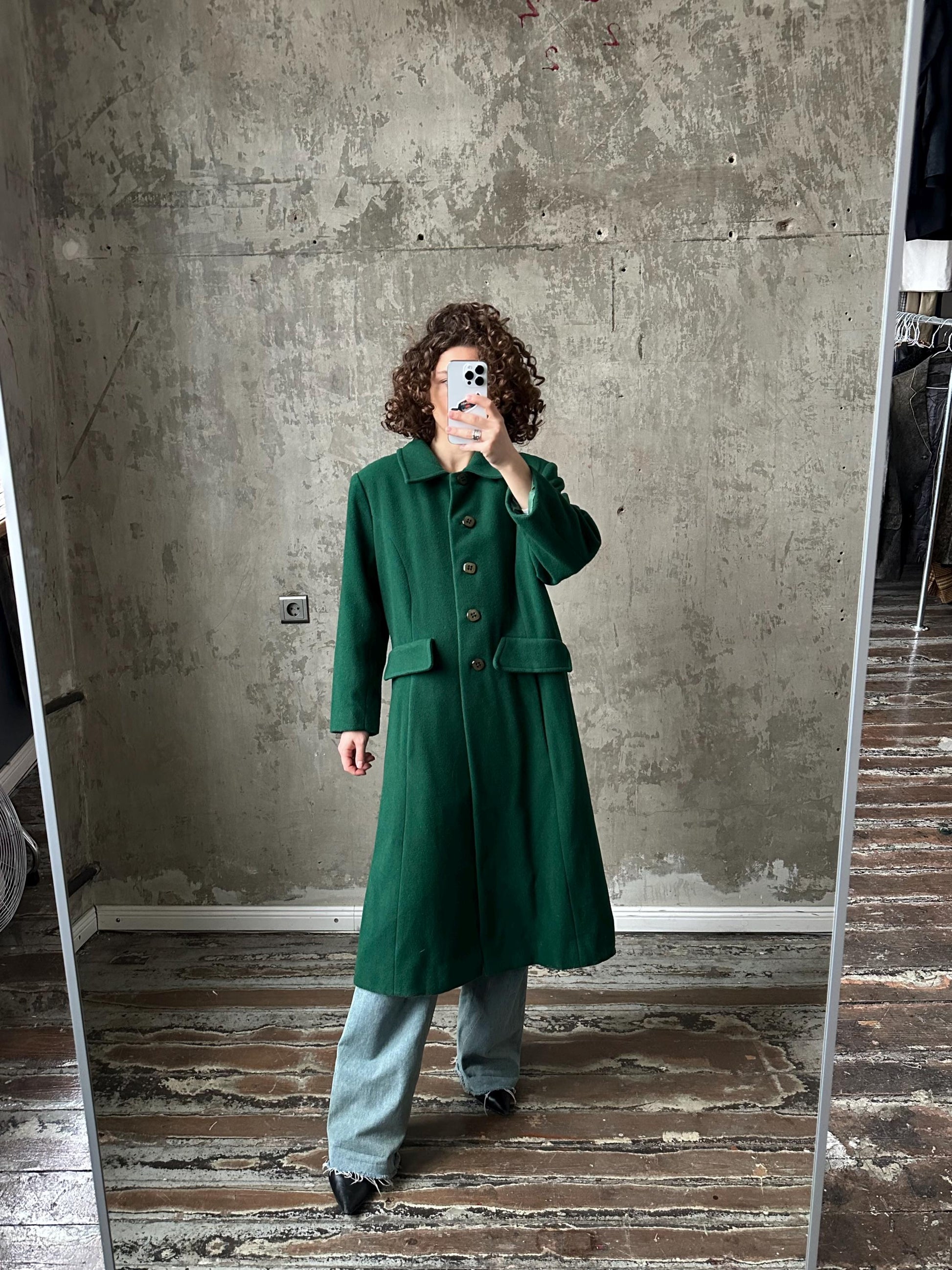 Vintage 90s wool blend coat in green