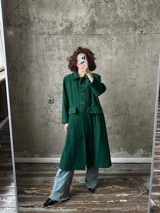 Vintage 90s wool blend coat in green