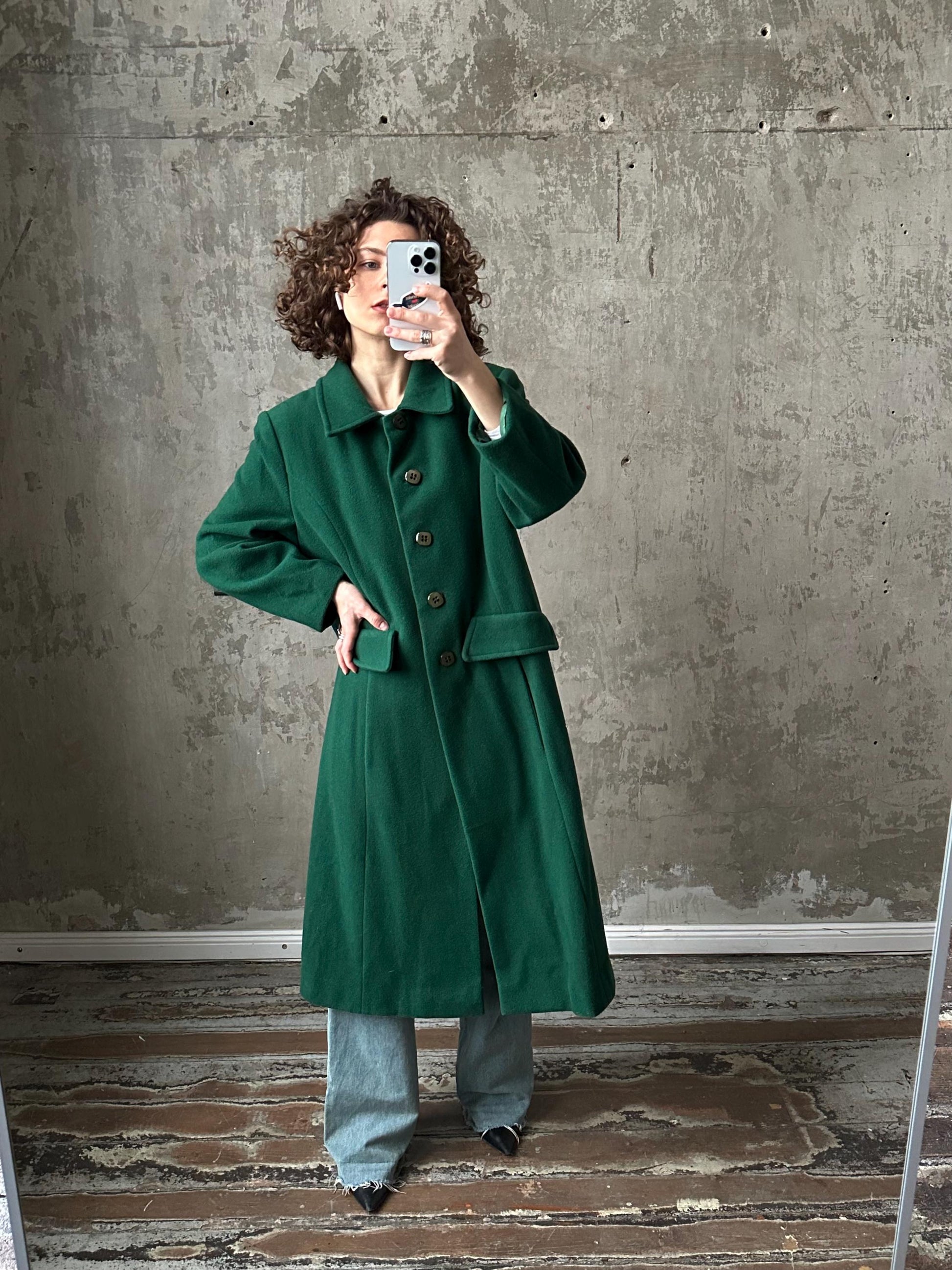 Vintage 90s wool blend coat in green