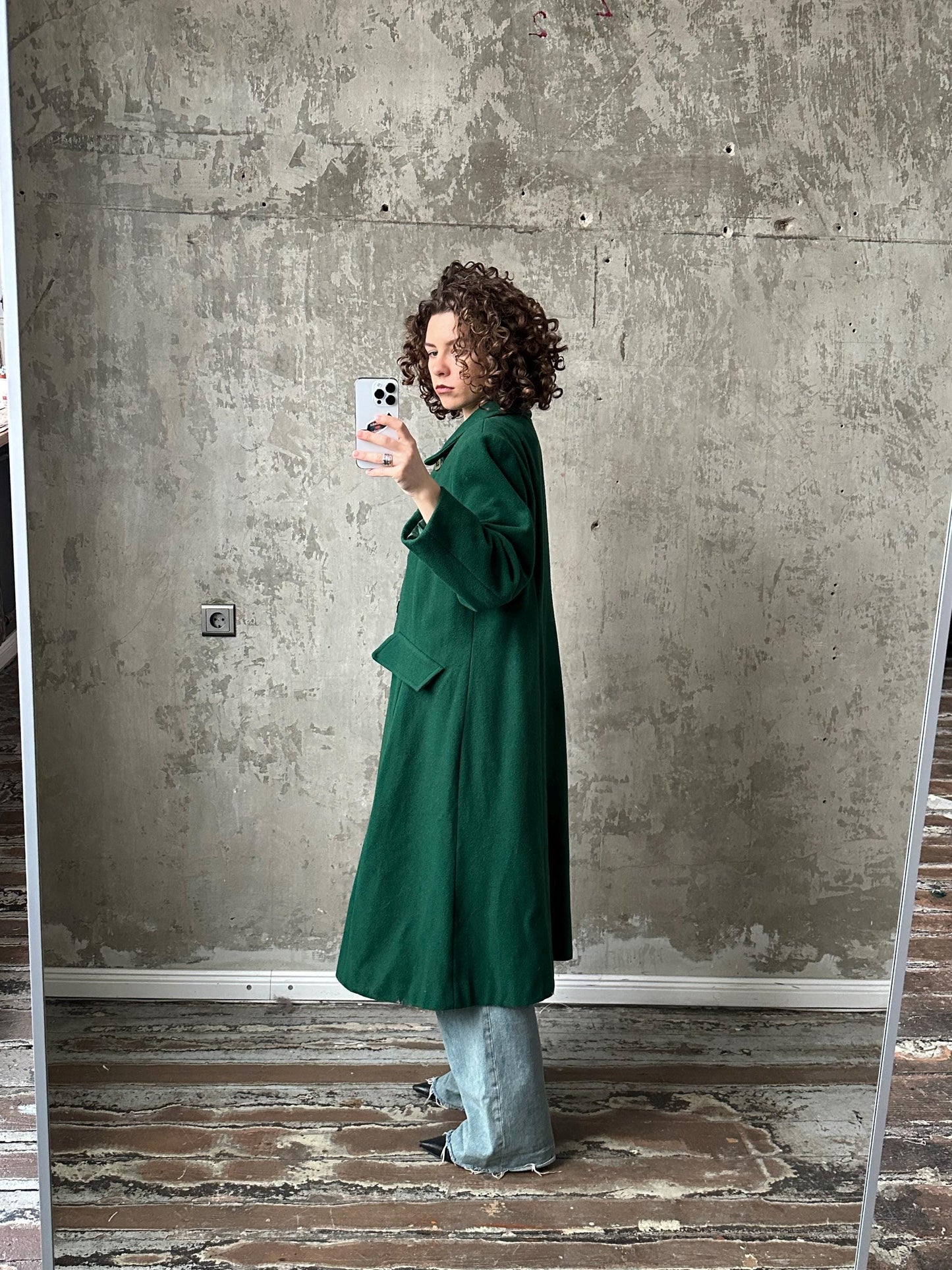 Vintage 90s wool blend coat in green