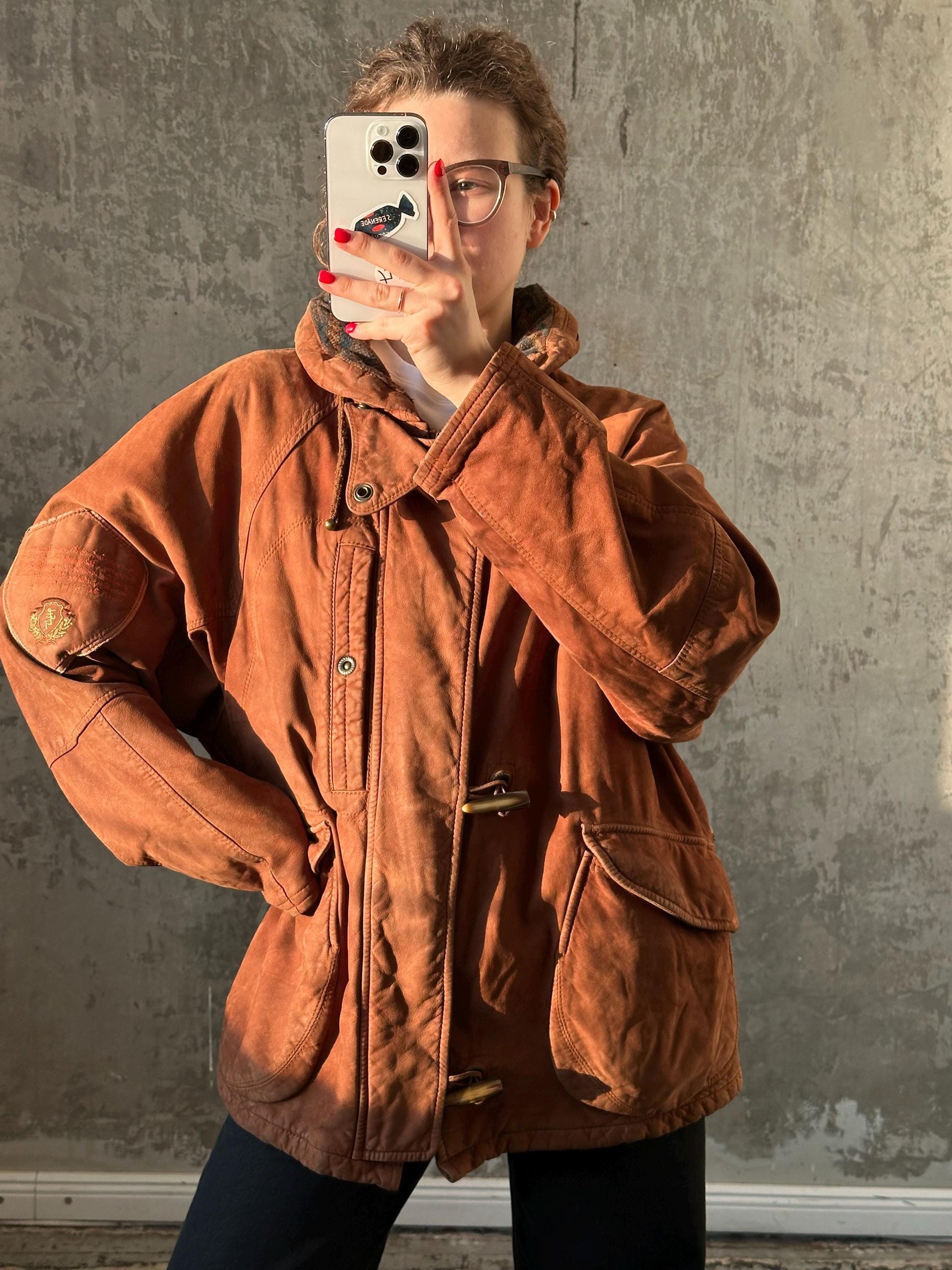 Vintage 90s brown leather motorcycle bomber jacket
